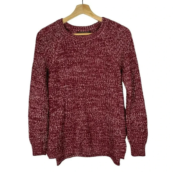 Marled Reunited Heather Red Side Zip Crewneck Sweater S - Picture 1 of 6